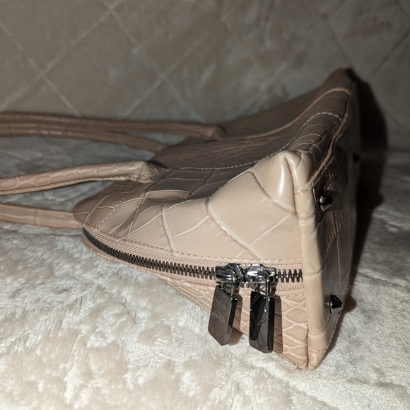 Furla Croc Embossed Beige Leather Satchel - Picture 4 of 15